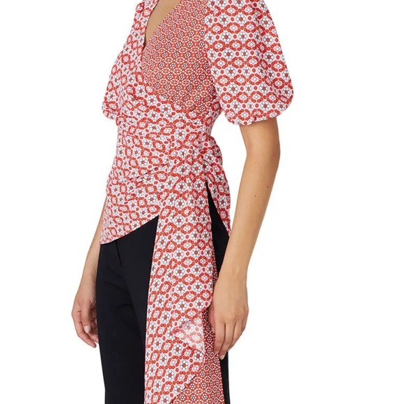 Sachin + Babi Red Patterned Wrap Blouse - Picture 4 of 6